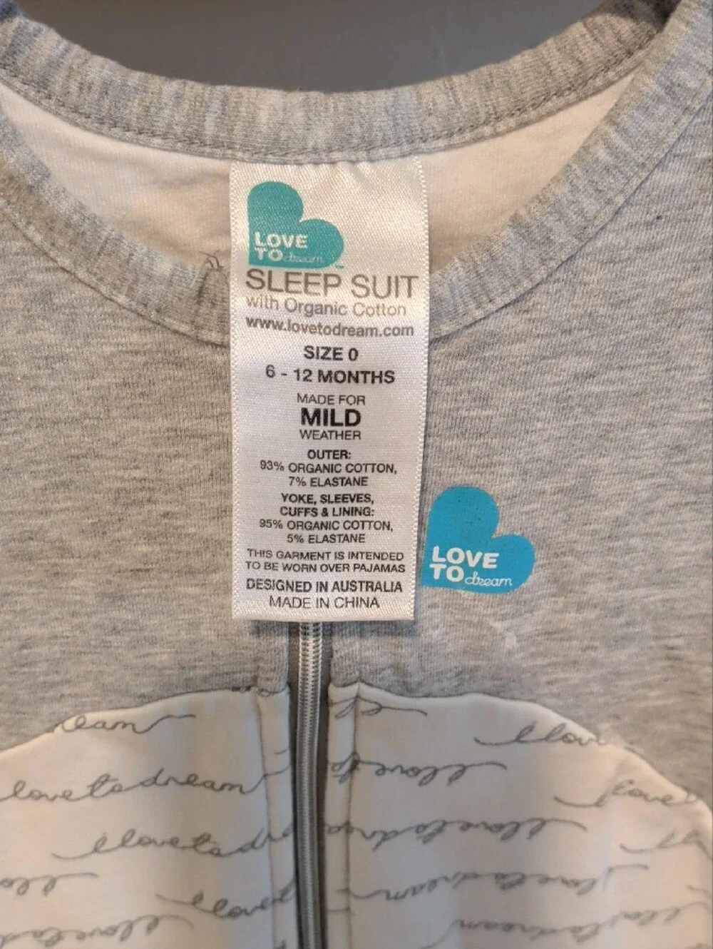 Love to dream Grey & White Short Sleeve Footed One-Piece
